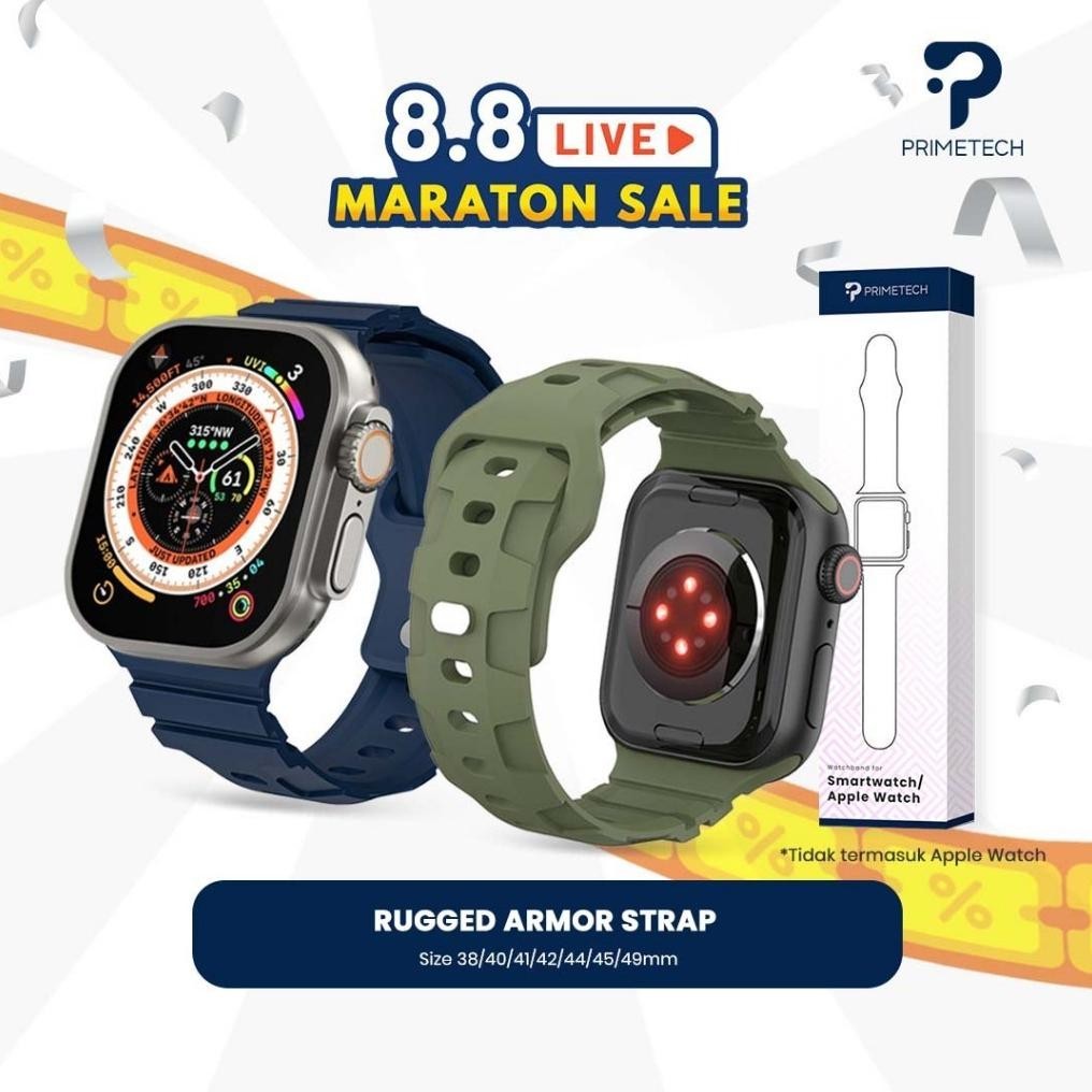 PROMO  Strap Apple Watch Rugged Armor iWatch 38/40/41/42/44/45/49mm tali jam Smartwatch HW IWO Serie