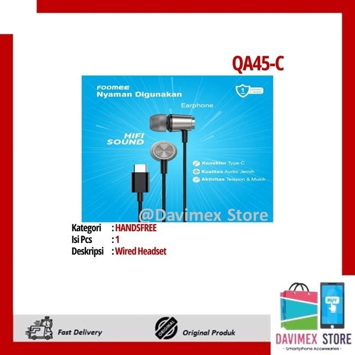[ORI] FOOMEE QA45C Wired Headset Handsfree