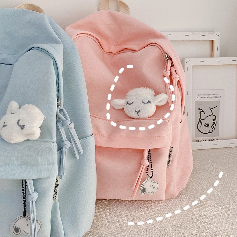 Ransel Warna Polos Tas Kecil Ransel Wanita Tas Sekolah Kampus Wanita Lucu Sederhana