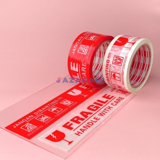 Diskon 1 BOX LAKBAN FRAGILE 2" INCH X 50M SAZANAMI JANGAN DI BANTING JNE JTR saz4