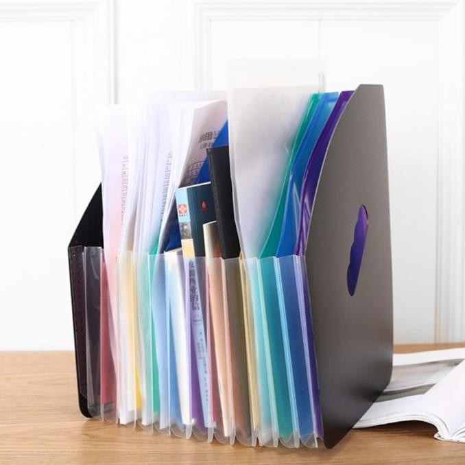 

13 sekat File Folder Stand Expanding Dokumen Map Organizer Tempat Meja - 12P Hitam HID