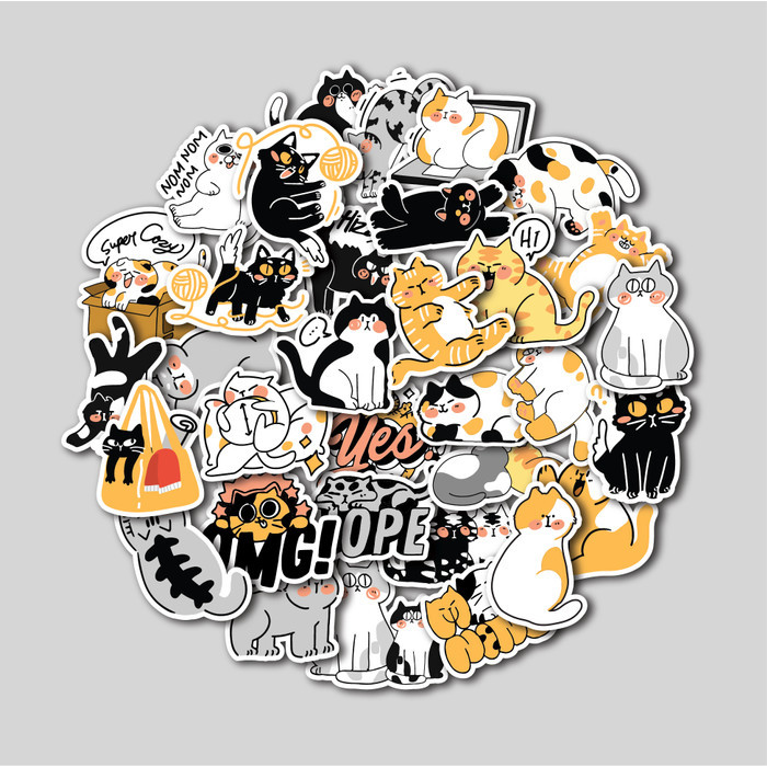 

Sale Sticker Pack Doodle Cat Stiker Tumbler Laptop Sticker Koper Helm