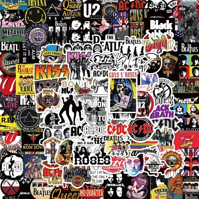 

Sale 100Pcs /Set Band Rock Campur. Stiker Art Rock'N' Roll Stiker