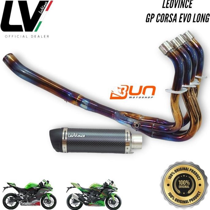 Leovince GP CORSA EVO LONG Fullsystem ZX25R ZX25RR Header SS BURN BLUE