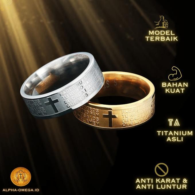 

Cincin Salib | Cincin Doa Bapa Kami Titanium | Rohani Kristen Katolik
