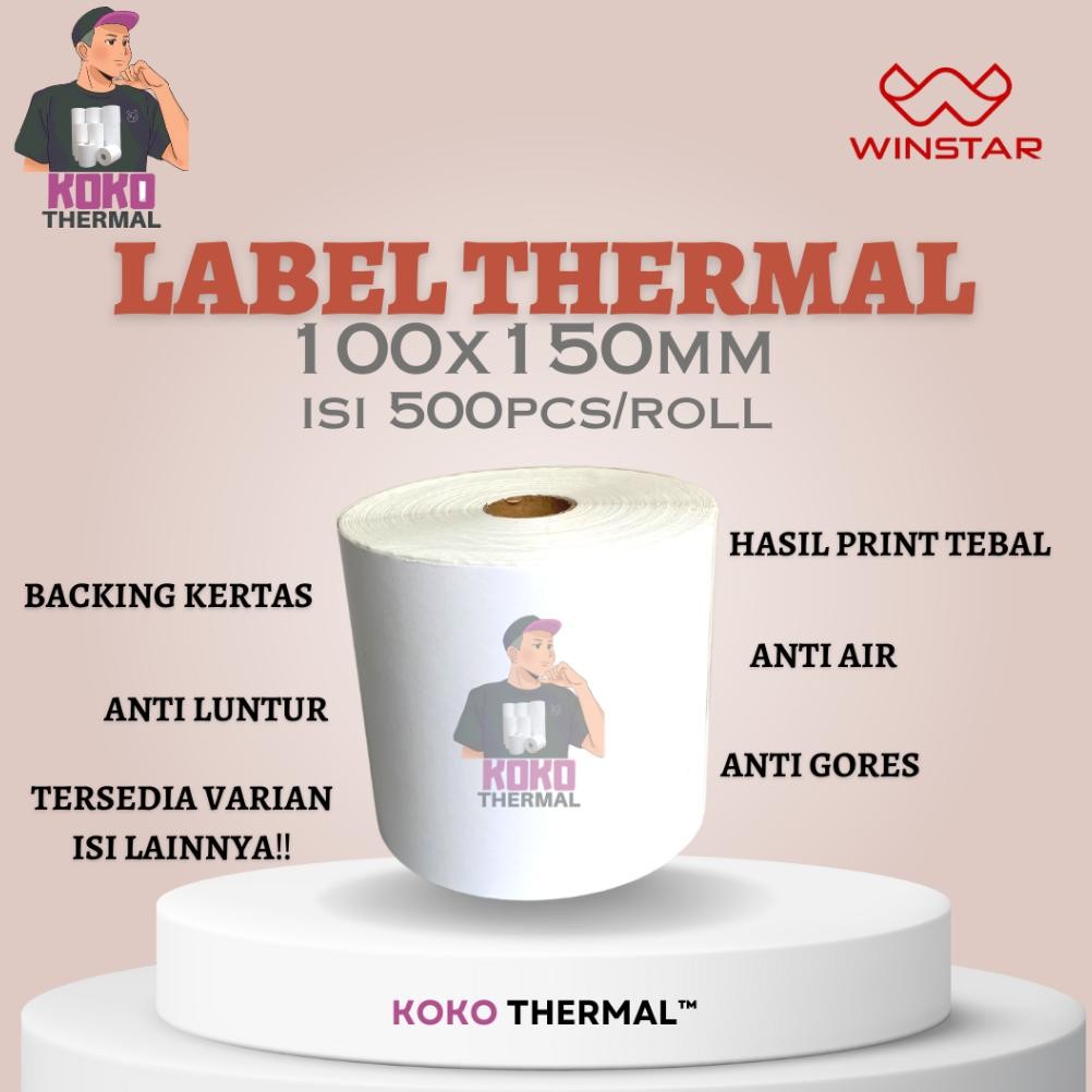 

fx-45 Label Stiker Thermal 100x150 mm 10x15cm 500pcs Premium