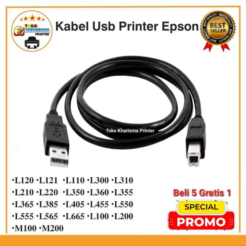 Kabel Usb Printer Epson L120 L121 L110 L300 L310 L210 L220 L350 L360 L355 L365 L385 L405 L455 L550 L