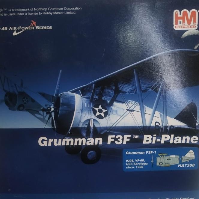 Pesawat Grumman F3F Bi-Plane Hobby Master Diecast