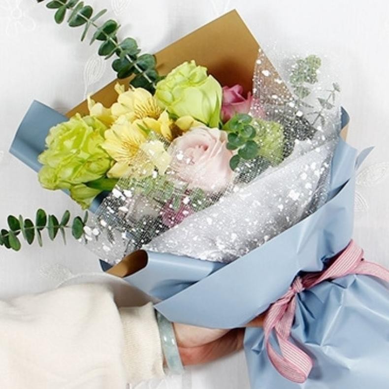 

dw-45 [ 1 Roll ] Snow Tile Roll / Kain Tile Salju / Snowy Wrapping Paper / Flower Wrapp / Kertas Buket Premium