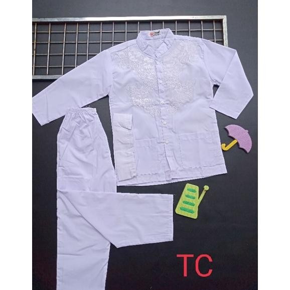 Setelan Baju Koko Putih Katun anak laki-laki Paud SD SMP