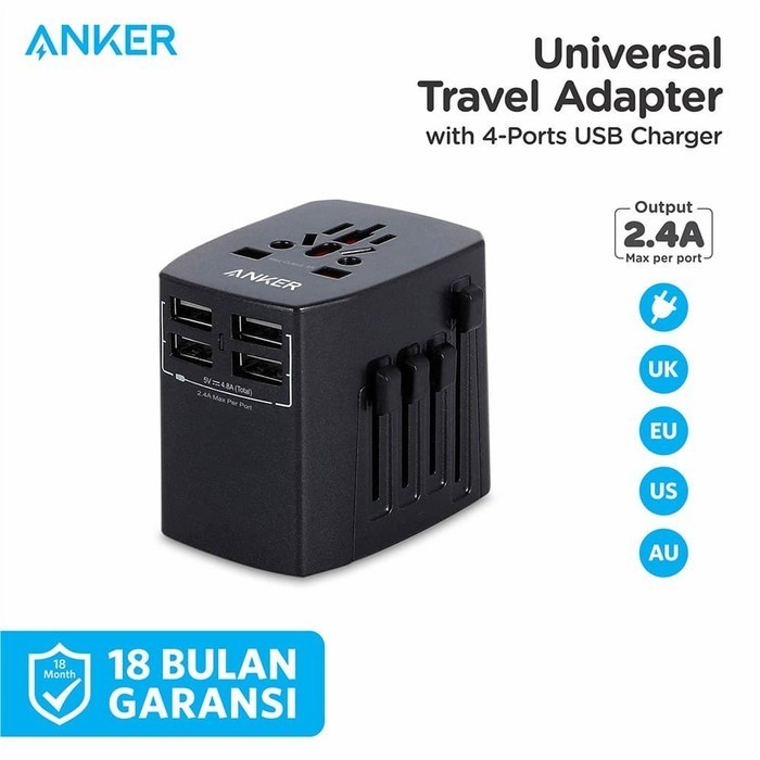 Vini Wall Charger Anker Universal Travel Adaptor With 4 Usb Ports - A2730