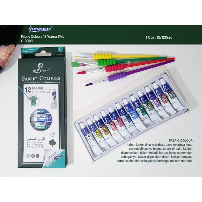 

Buruan beli] fabric colours 12 warna 6 ml giorgione pabriknya vtec cat kain 12 warna