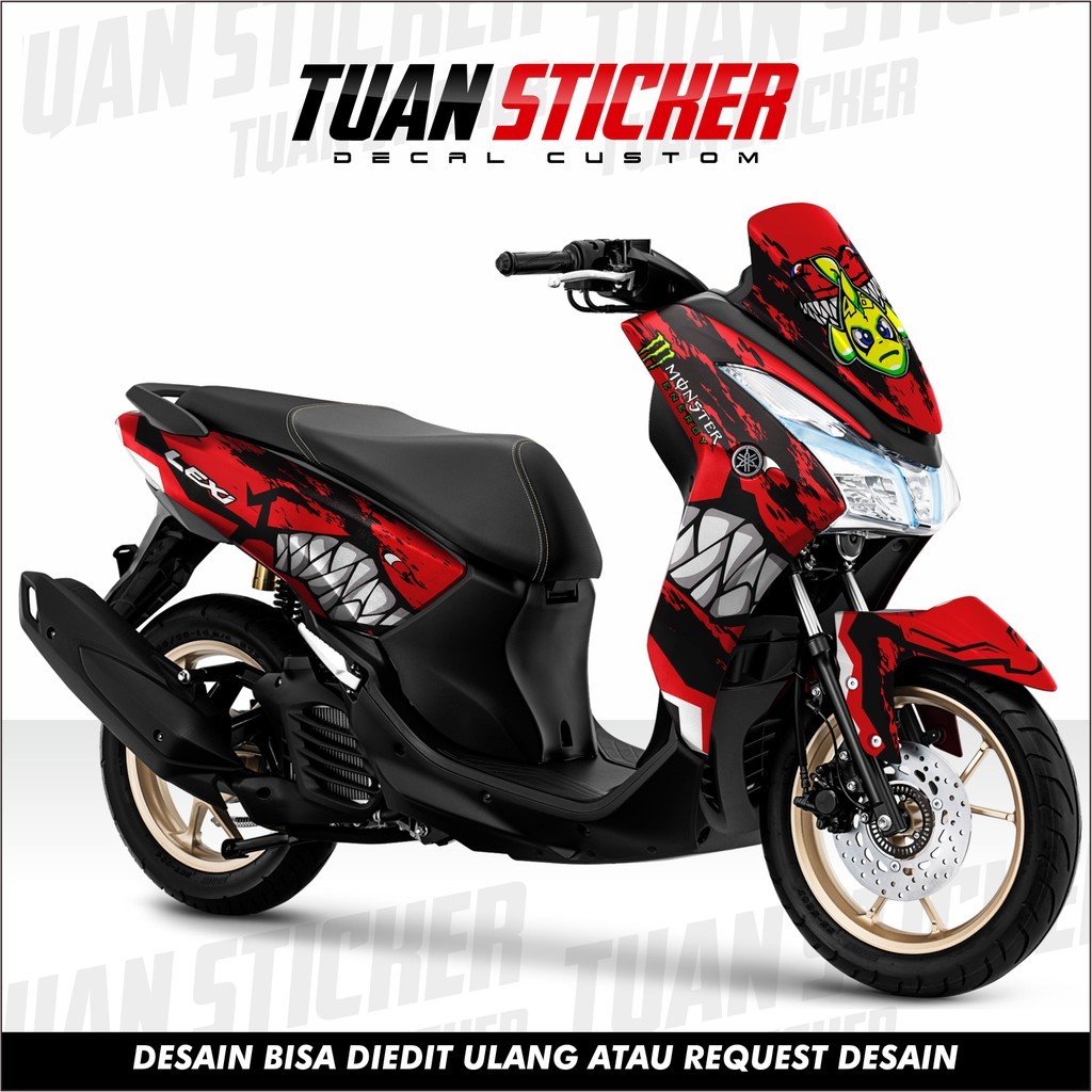 Sticker Striping Decal Yamaha Lexi, Sticker Decal Lexi, sticker lexi, striping lexi red shark