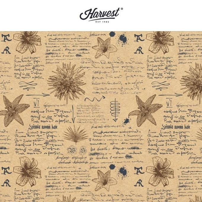 

d-54 Kertas Kado Harvest / Wrapping Paper Brown Kraft Fancy - Paket isi 4 Hemat