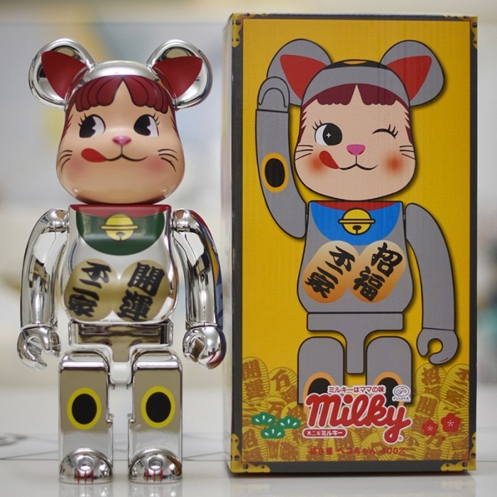 Ready Stok - Bearbrick 400% X Fujiya Milky Peko Viral Di Jepang Boneka Permen Susu