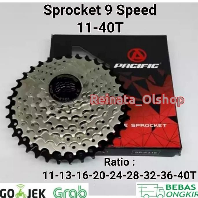 Sprocket 9 Speed 11-40T Pacific Sprocket 9 Speed 11-40T Cassette Slop