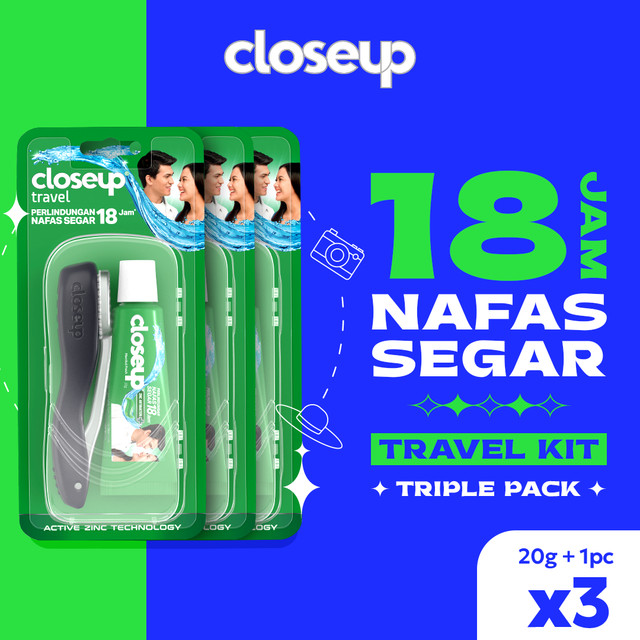 Closeup Sikat Gigi Lipat Travel (1PC+20gr) x3 Triplepack