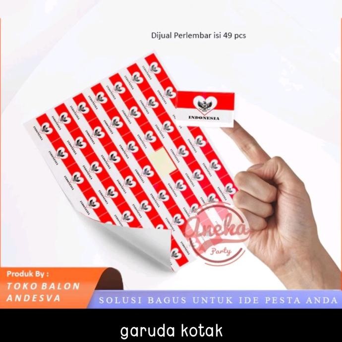

BIG SALE 1 LEMBAR ISI 49 PCS STICKER PIPI BENDERA MERAH PUTIH POLOS / MOTIF STIKER GARUDA AKSESORIS KEMERDEKAAN !!!!!