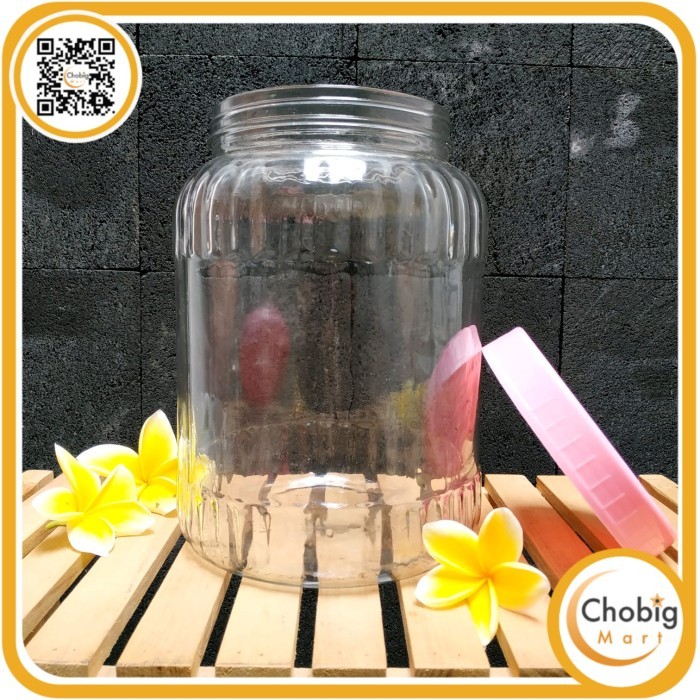 Toples Kaca Besar Jumbo 5L Wadah Tutup Kerupuk Tempat Simpan Obat