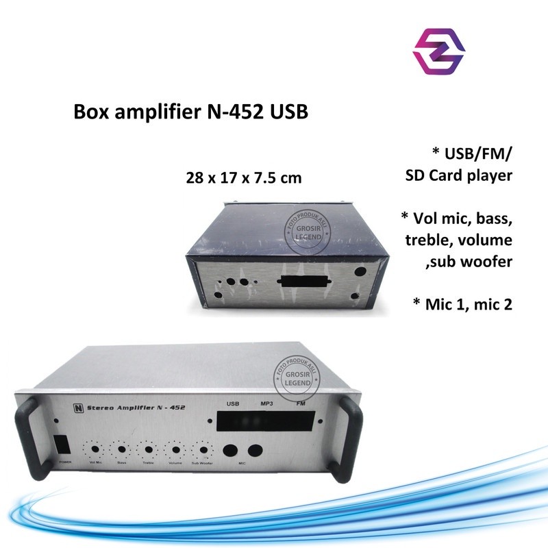 Box amplifier kosongan besi hitam usb N 452