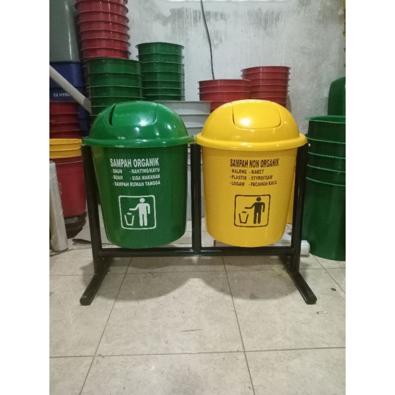 TEMPAT SAMPAH FIBERGLASS BULAT 50 L , tempat sampah , tempat sampah outdoor