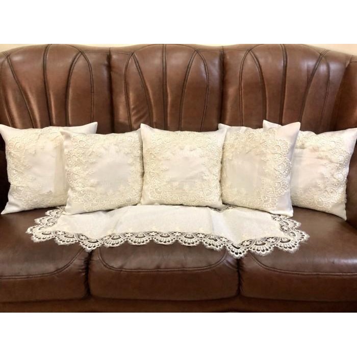 Sarung Bantal Sofa/Kursi Renda Lace 40X40 + Taplak