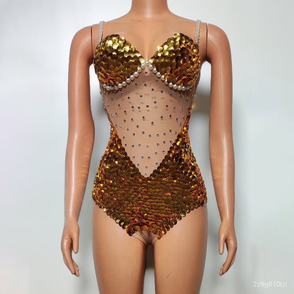 Trendy Costumes Bar Stage Female Singer Nightclub Performance Sexy Slim-Fit Sequined Dance Team Perf