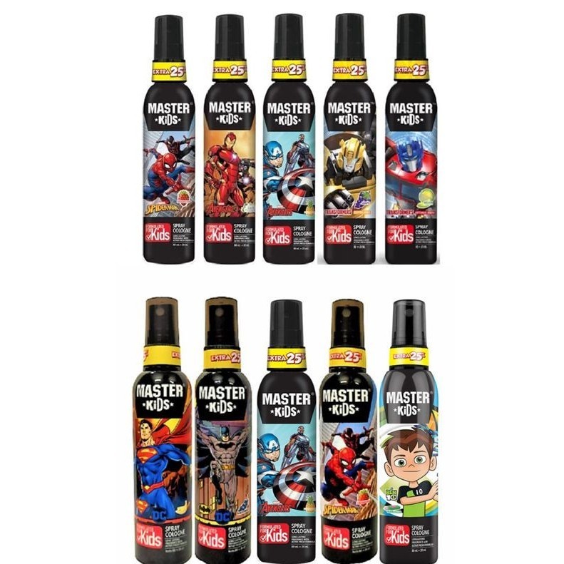 Master Kids Spray Cologne Parfum Varian Spiderman /Batman /Iron Man /Captain America /Ben10 100ml