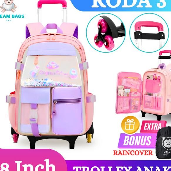 Tas Troli Anak Perempuan Roda 3 Dream Bags - Tas Koper Anak