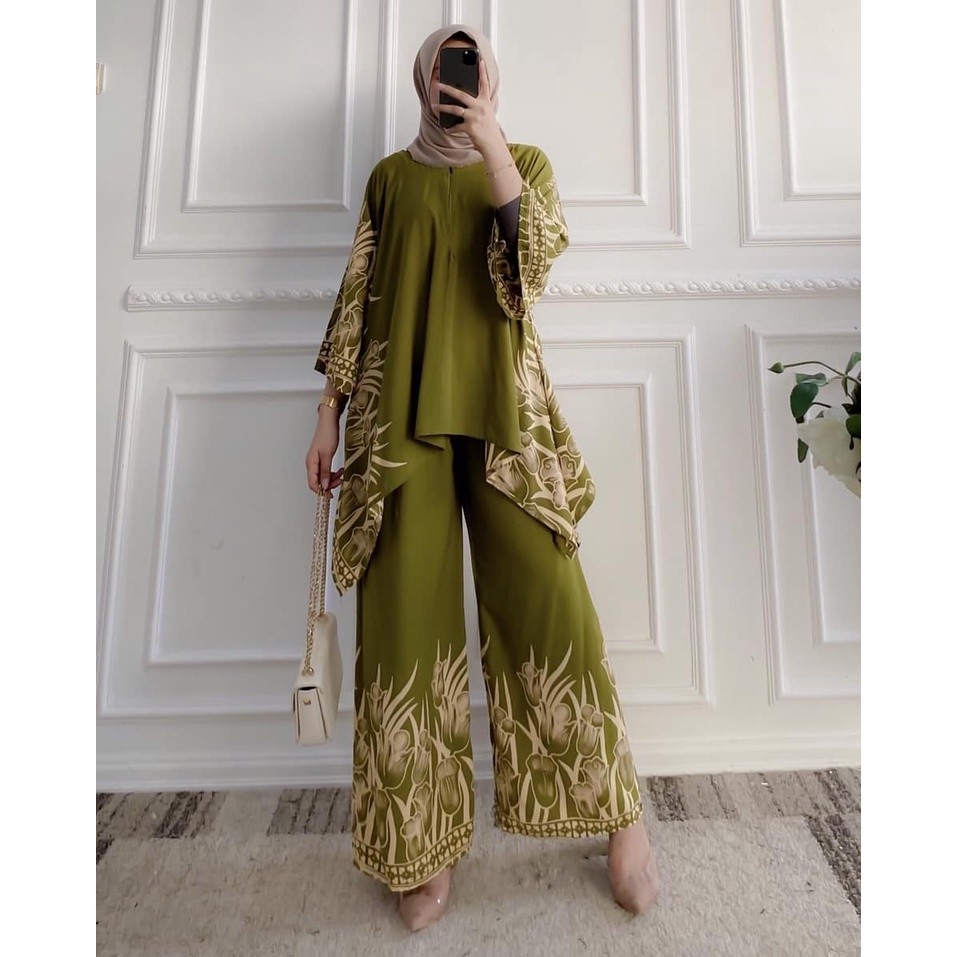 Baju Setelan Wanita Dewasa Satustel Outfit Kondangan Wanset Hadiah Kado Cewek One Set Lengan Panjang