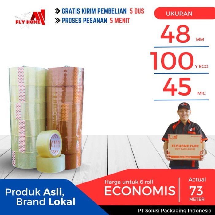 

Sale Flyhome Lakban Bening 100Yard 48Mm X 100 Yard 2 Inch 6 Roll Eco