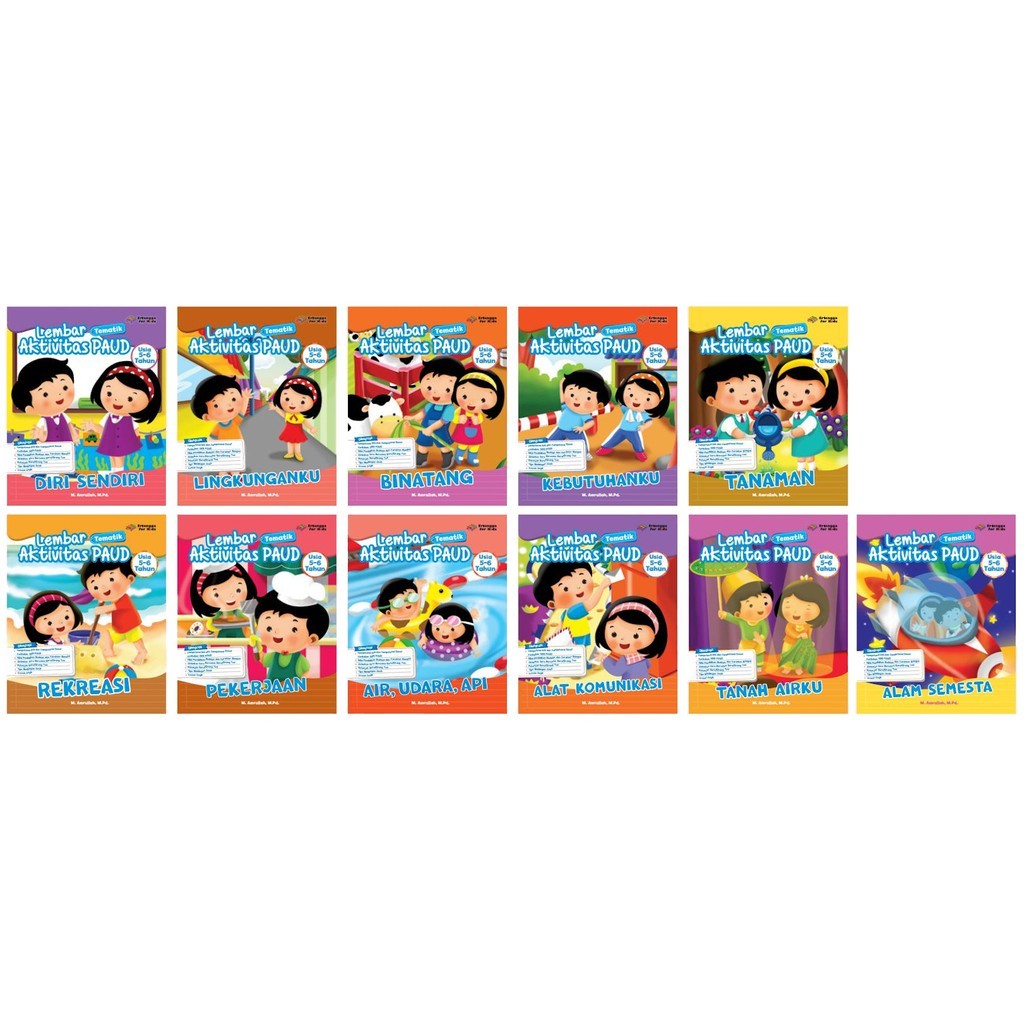 Buku Anak TK PAKET LEMBAR AKTIVITAS PAUD TEMATIK Usia 5 - 6 Tahun