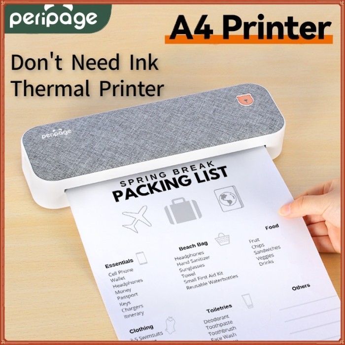 PORTABLE A4 PRINTER PERIPAGE DIRECT THERMAL MOBILE MINI PRINTER PHOTO -READY NOW-