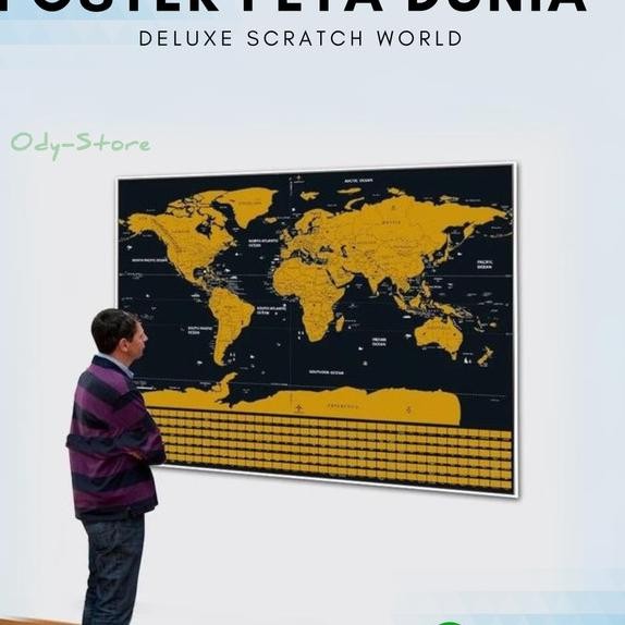 

Poster Peta Dunia Deluxe Scratch World Map National Flag For Travelers