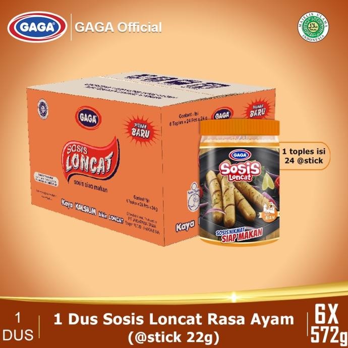 

GAGA Sosis Loncat Rasa Ayam 1 Karton (Isi 6 Toples Harga Grosir)