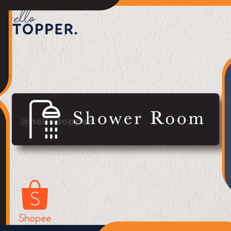 

Murah Akrilik Sign Board Label UV Print - Shower Room - Hitam Elegan