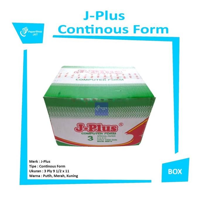

Jplus - Continous Form 9 1/2 x 11 - 3 Ply - K 3 - Kertas NCR