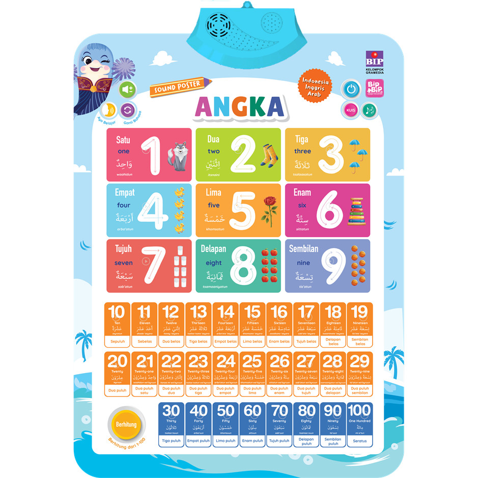 Gramedia - Sound Poster Bip Bip: Angka