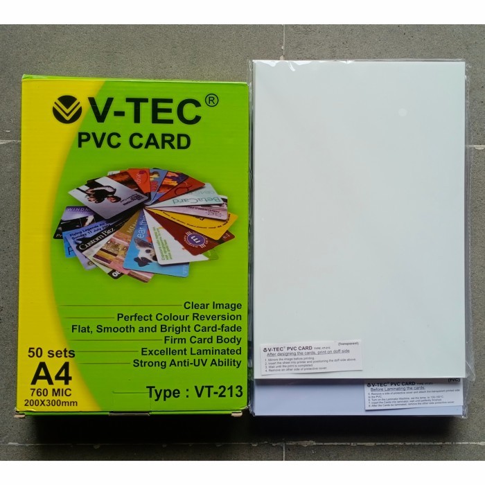 

Terbaru!!! Bahan ID CARD VT-213/Bahan PVC CARD A4 V-TEC - 50 Sets