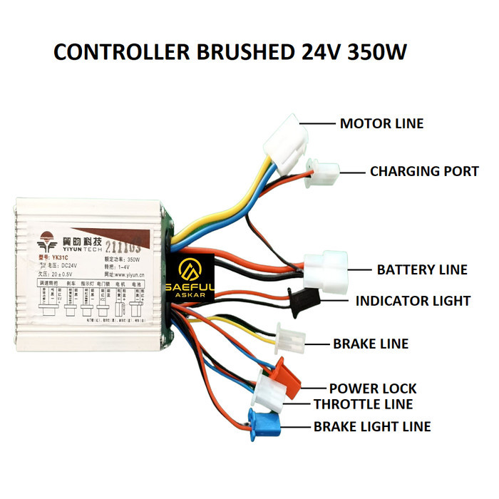 Controller brushed scooter selis sepeda listrik Selis ebike 24V 350W