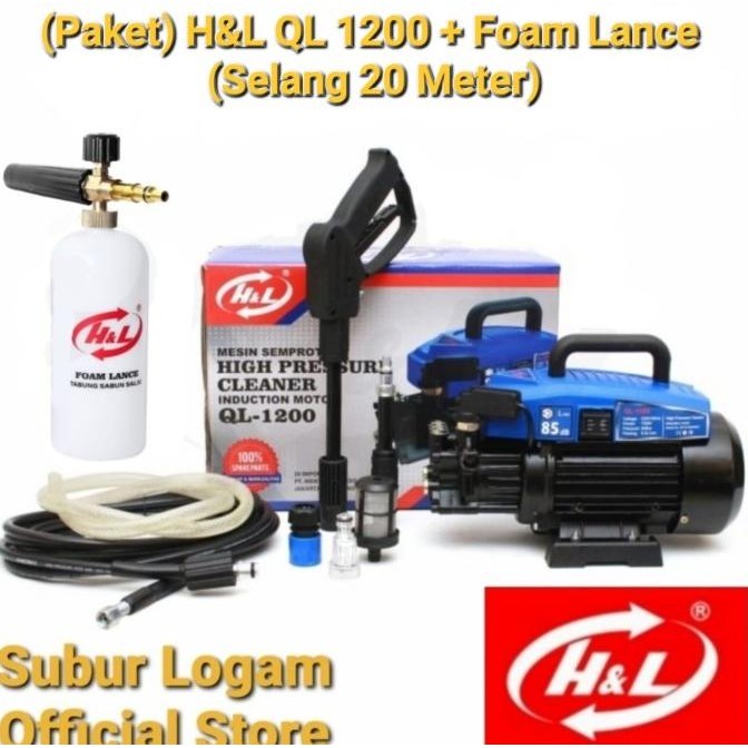 (Paket) QL 1200 + Foam Lance + Selang 20 Meter HL Jet Cleaner Steam