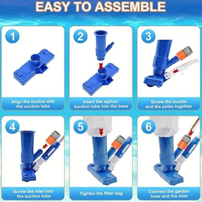 Sikat Vaccum Kolam Renang + Tongkat Alat Vacuum Kolam Renang Set Brush