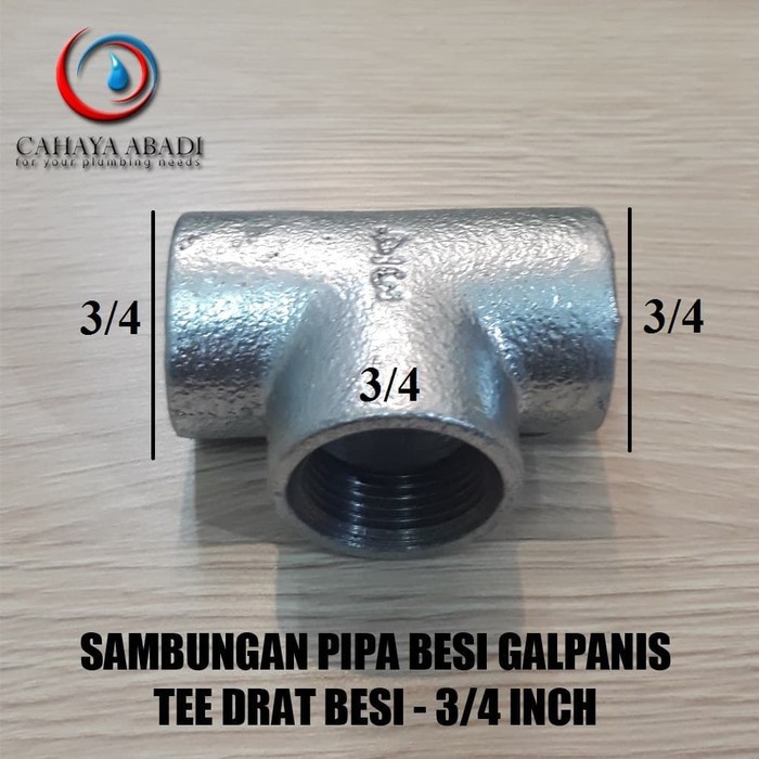 *:*:*:*:*] SAMBUNGAN PIPA BESI GALVANIS - TEE BESI 3/4 INCH - GALUNGGUNG