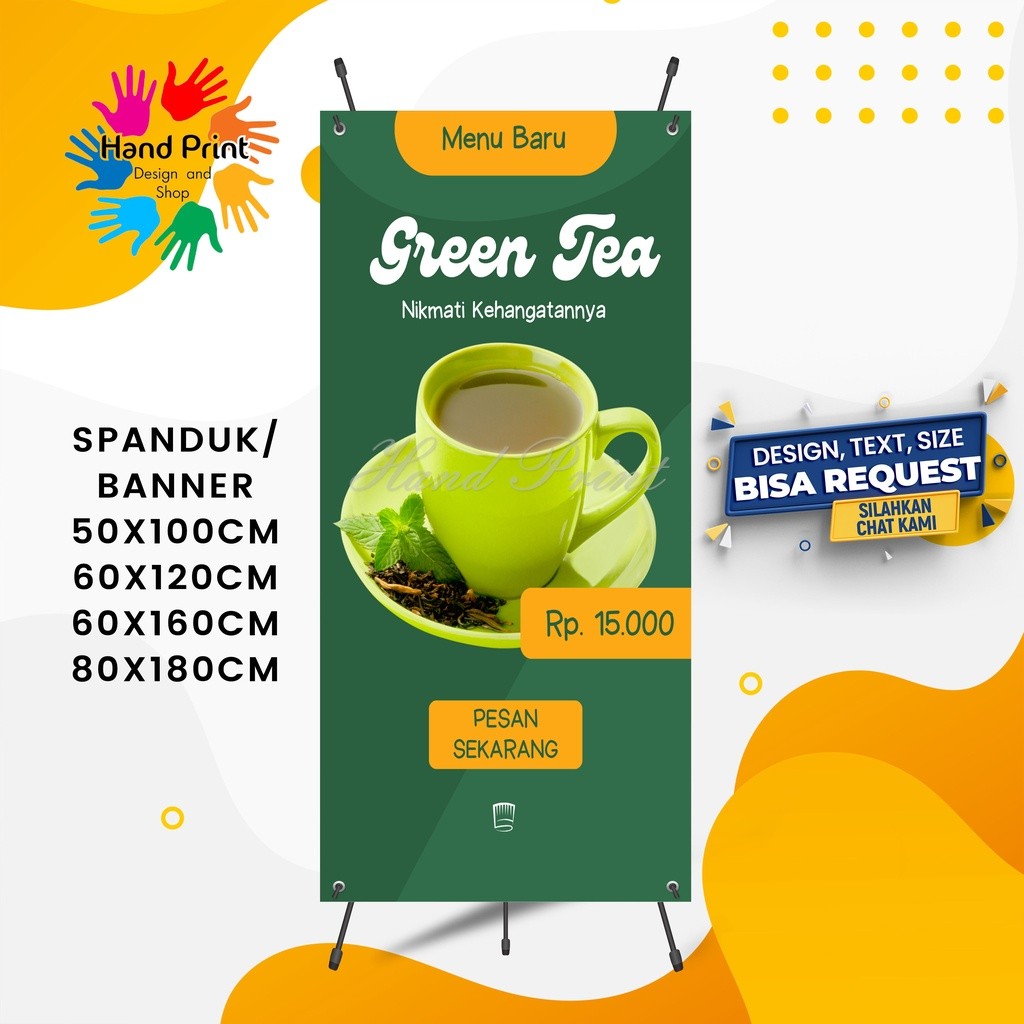 Cetak Spanduk Banner Jualan Es Teh Jumbo Es Teh Manis Thai Tea Teh Anget Spanduk Custom