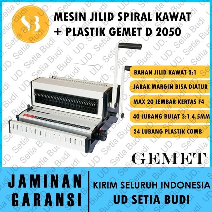 

MESIN JILID SPIRAL KAWAT DAN PLASTIK GEMET D-2050 ASLI DAN BERGARANSI ORIGINAL DAN TERPERCAYA