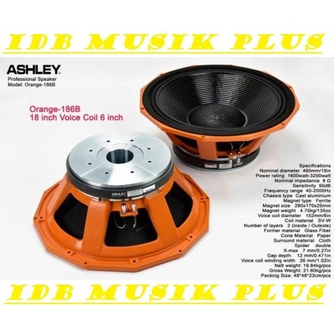 Speaker Component 18 Inch Ashley Orange186B Orange 186B Original