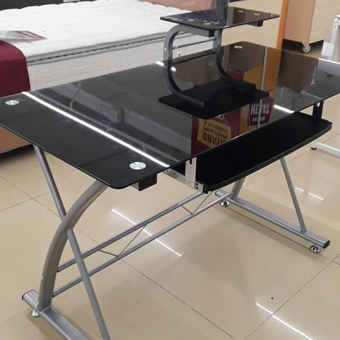 meja komputer hazel informa tempered glass