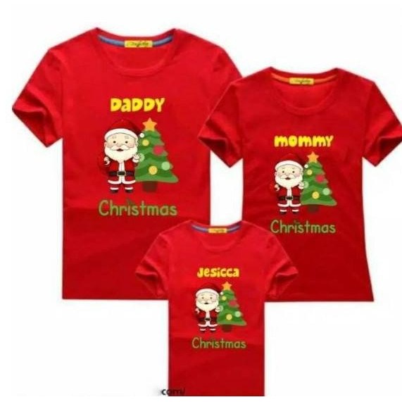 Kaos Baju Natal Keluarga Family Couple Polos Custom Merry Christmas