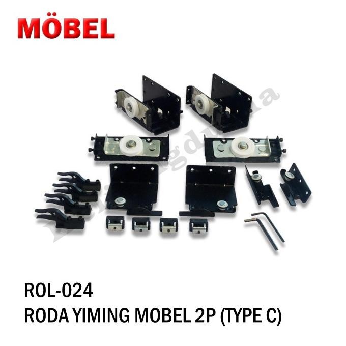 Set Roda Pintu Lemari 2P Sliding Yiming 2 Pintu Untuk Rel 2 Mtr