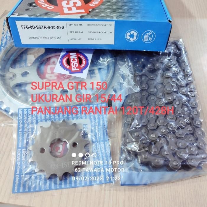 GIR SET HONDA SUPRA GTR 150 MERK FSCM 15/44 RANTAI 120T-428H Import